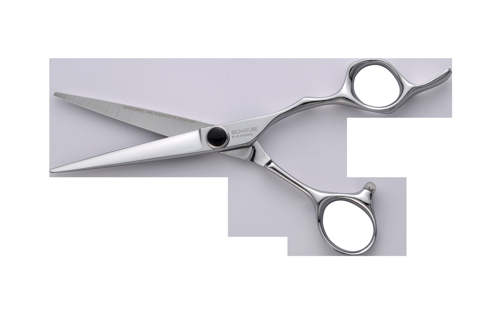 Tijera de peluquería profesional Signature by HH Simonsen Essential Blunt 6.0 Serration, hojas abiertas