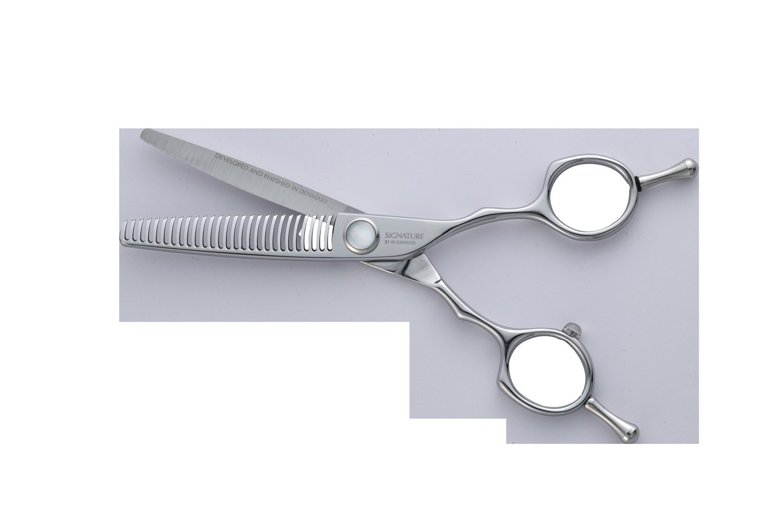 Tijera de peluquería profesional Signature by HH Simonsen Essential Texturizer 27 Teeth, hojas abiertas