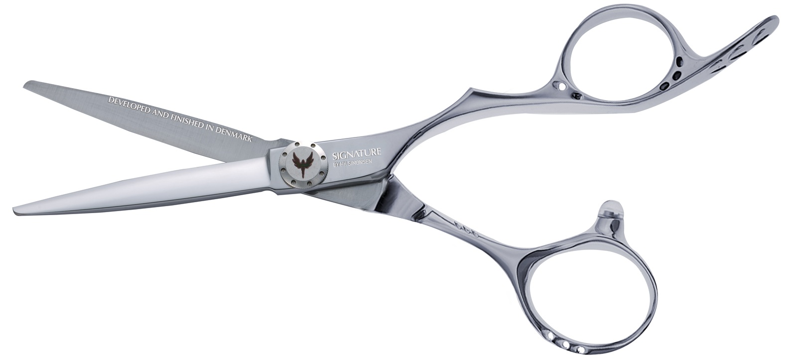 Tijera de peluquería profesional Signature by HH Simonsen Hybrid Tracer 5.5, hojas abiertas