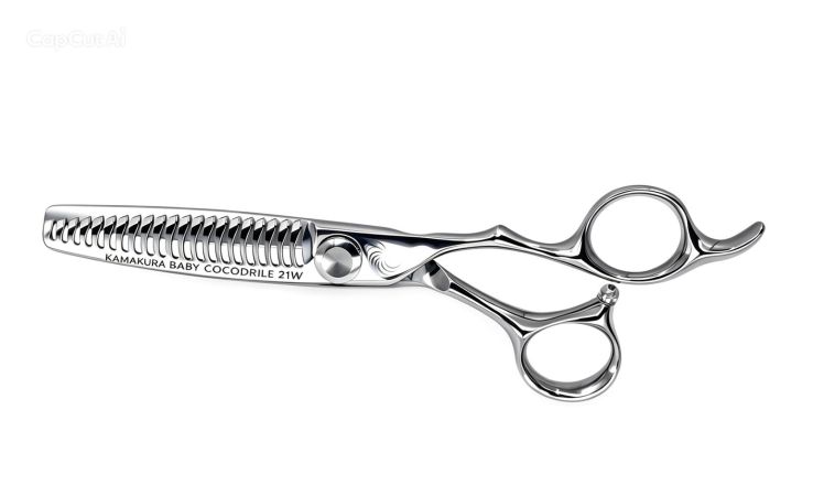 Tijera de peluquería profesional Kamakura Toledo Baby Crocodile 21W 6"