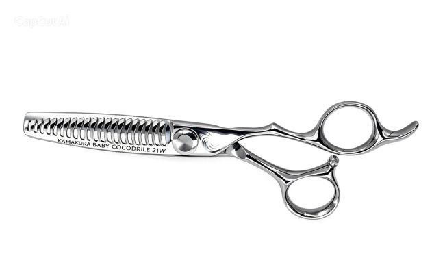 Tijera de peluquería profesional Kamakura Toledo Baby Crocodile 21W 6"